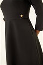 Black V-Neck Buttoned Stretch Dress, Image 5 of 5
