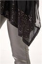 Black Sequin Hem Contrast Tunic Top, Image 5 of 5