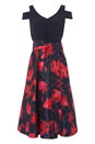 Navy  Floral Print Cold Shoulder Midi Dress, Image 4 of 4
