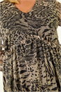 Beige Curve Animal Print Frill Midi Dress, Image 6 of 7
