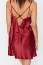 Burgundy WOVCOR Burgundy Cowl Neck Back Detail Satin Strappy Mini Nightdress, Image 3 of 3