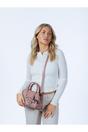 Pink Embroidered Floral Rounded Grab Bag in Pink, Image 5 of 6