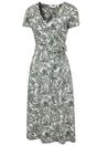 Khaki Santorini Floral Wrap Midi Dress, Image 3 of 3