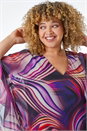 Purple Curve Swirl Print Chiffon Top , Image 4 of 5