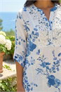White Floral Print Lace Trim Shirt , Image 4 of 4