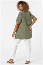 KHAKI Curve Square Neck Button Down Blouse, Image 2 of 4