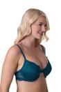 Teal Floral Lace Padded Underwired Bra, Image 3 of 5