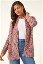 Multi  Fluffy Longline Cosy Cardigan, Image 4 of 5