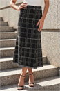 Black Textured Knit Tweed Skirt, Image 1 of 4