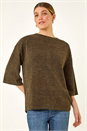 KHAKI Button Back Stretch Top, Image 4 of 5