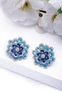 Blue Floral Layered Stud Earrings, Image 2 of 4