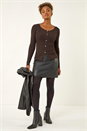 Chocolate Faux Pearl Ribbed Knit Jumper, Image 2 of 6