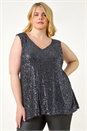 PEWTER Curve Sequin V-Neck Stretch Vest, Image 2 of 6
