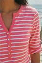 PINK Petite Stripe V-Neck Button Top, Image 4 of 4