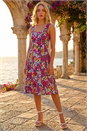 Fuchsia Floral Print Stretch Panel Dress, Image 3 of 4