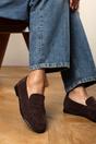 Dark Brown Charleigh Ruched Detail Flat Penny Loafers, Image 1 of 7