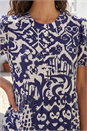 Blue Abstract Print Midi Shirt Dress, Image 4 of 4