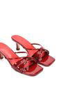 Red 'Claudia' Mid Heeled Sandal Slip On Mules With Square Toe, Image 3 of 6