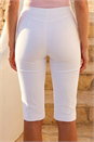 White Elastic Waist Knee Length Stretch Shorts, Image 3 of 4