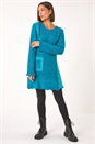 Teal Textured Pocket Detail Longline Jumper, Image 1 of 5