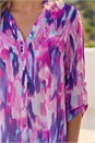 Purple Blurred Print Frill Blouse, Image 4 of 4
