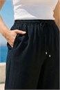 Black Curve Linen Blend Trousers, Image 4 of 4