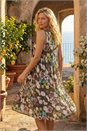 Khaki Floral Lace Smock Dress, Image 3 of 4