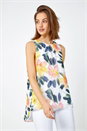 Yellow Sleeveless Floral Print Chiffon Top, Image 1 of 5
