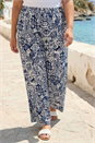 Navy  Curve Ikat Print Wide Leg Trouser, Image 2 of 4