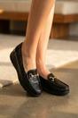 Black Chloe Womens Patent Horsebit Platform Loafers, Image 4 of 8