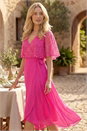 PINK Sequin Chiffon Wrap Maxi Dress, Image 2 of 4