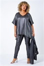 Silver Curve Shimmer V-Neck Overlay Top, Image 2 of 5