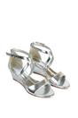 Silver XY LONDON Silver 'Kylie' Strappy Sandal Wedge Heels With Ankle Strap, Image 4 of 6