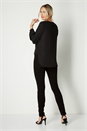 Black Button Tie Front Blouse, Image 3 of 4
