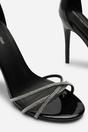 Black Where's That From Black 'Summer' Stiletto High Heels With Rhinestone Strap, Image 5 of 6
