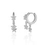 Silver Star Sterling Silver Eardrop Hoop Earring, Image 1 of 5