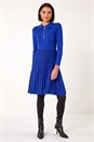 Royal Blue Zip Detail Knitted Dress, Image 2 of 5