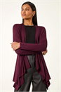 Burgundy Waterfall Stretch Cardigan, Image 4 of 5