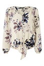 Multi  Printed Knot Front Blouse, Image 5 of 5