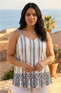 Black Curve Strappy Broderie Hem Vest, Image 2 of 5