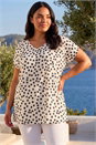 Ivory  Curve Spot Print Cocoon Stretch Top, Image 2 of 4