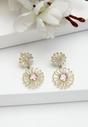 Gold Diva Collection Double Daisy Drop Earrings, Image 2 of 5