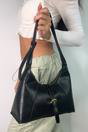 Black Structured Shoulder Bag With Top Handle, Image 1 of 4