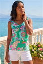Green Floral Spot Printed Vest Top, Image 2 of 4