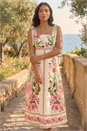 Cream  Tropical Print Sequin Midi Dress, Image 2 of 4
