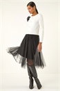 Ivory  Buttoned Knit Mesh Midi Dress, Image 1 of 5