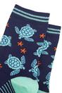 Navy Sea Turtles Starfish Bamboo Socks, Image 2 of 4