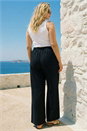 Black Curve Linen Blend Trousers, Image 3 of 4