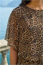 Tan Animal Print Mesh Overlay Top, Image 4 of 4