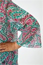 Green Curve Paisley Print Chiffon Kimono, Image 5 of 5